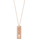 14K Yellow Engravable Pierced Cross Bar 16-18" Necklace