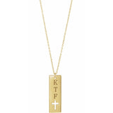 14K Yellow Engravable Pierced Cross Bar 16-18" Necklace