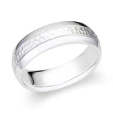 Men's 14k White Gold Hammered Wedding Band-119-01638