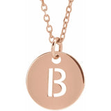 Initial B Rose Gold Disc Necklace