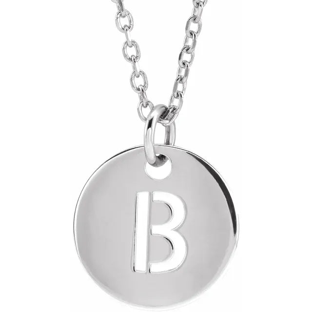 Initial B Disc White Gold