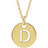 14K Yellow Initial 10 mm Disc 16-18" Necklace