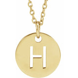 14K Yellow Initial 10 mm Disc 16-18" Necklace