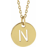 14K Yellow Initial 10 mm Disc 16-18" Necklace