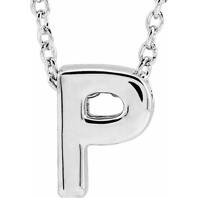 Block Initial Slide Pendant Necklaces - Luvona