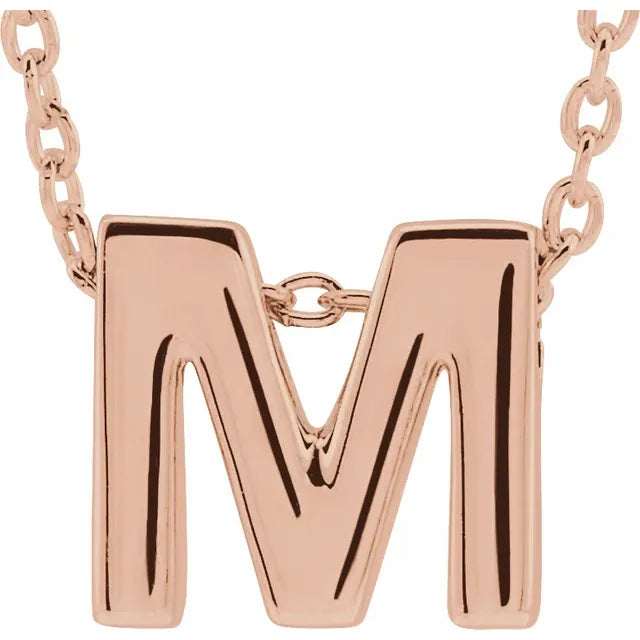 Block Initial Slide Pendant Necklaces - Luvona