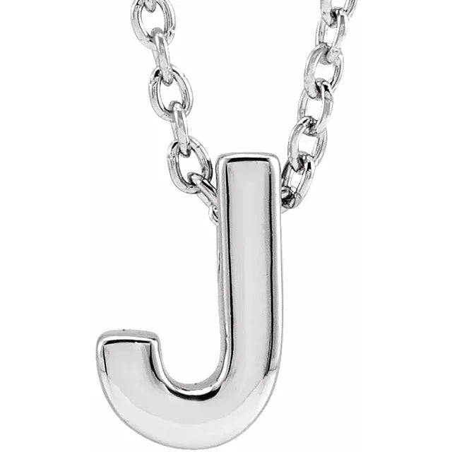 Block Initial Slide Pendant Necklaces - Luvona