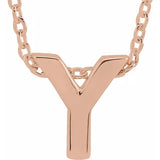 Block Initial Slide Pendant Necklaces - Luvona