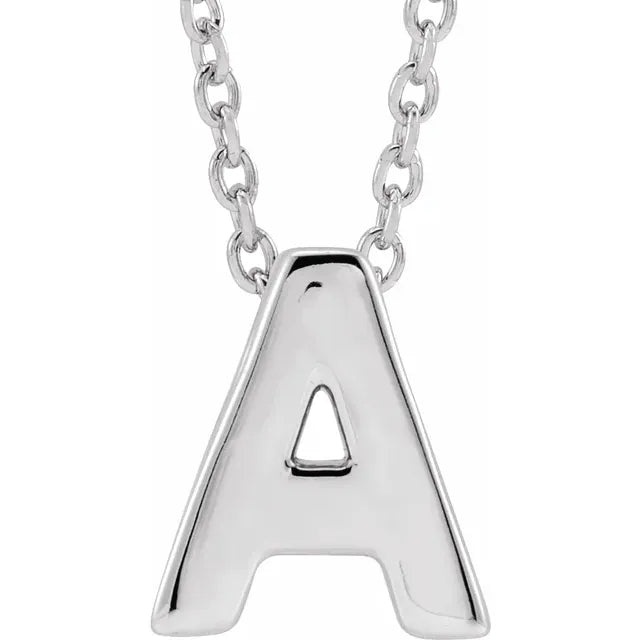 Block Initial Slide Pendant Necklaces - Luvona