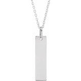 14K White 20x5 mm Engravable Bar 16-18" Necklace - Luvona