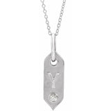 14K Rose Initial F .05 CT Natural Diamond 16-18" Necklace - Y