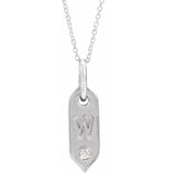 14K Rose Initial F .05 CT Natural Diamond 16-18" Necklace - Letter W