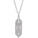 14K Rose Initial F .05 CT Natural Diamond 16-18" Necklace - Letter U