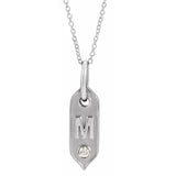 14K Rose Initial F .05 CT Natural Diamond 16-18" Necklace - Letter M