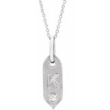 14K Rose Initial F .05 CT Natural Diamond 16-18" Necklace - Letter K