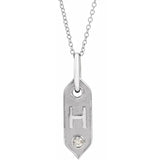 14K Rose Initial F .05 CT Natural Diamond 16-18" Necklace - Letter H