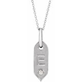 14K Rose Initial F .05 CT Natural Diamond 16-18" Necklace - Letter  E