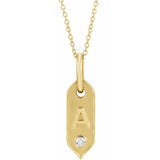 14K Rose Initial F .05 CT Natural Diamond 16-18" Necklace - Luvona