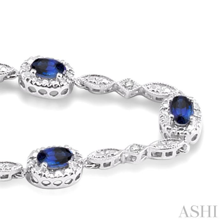 Oval Shape Gemstone & Diamond Bracelet