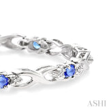 Oval Shape Gemstone & Diamond Bracelet