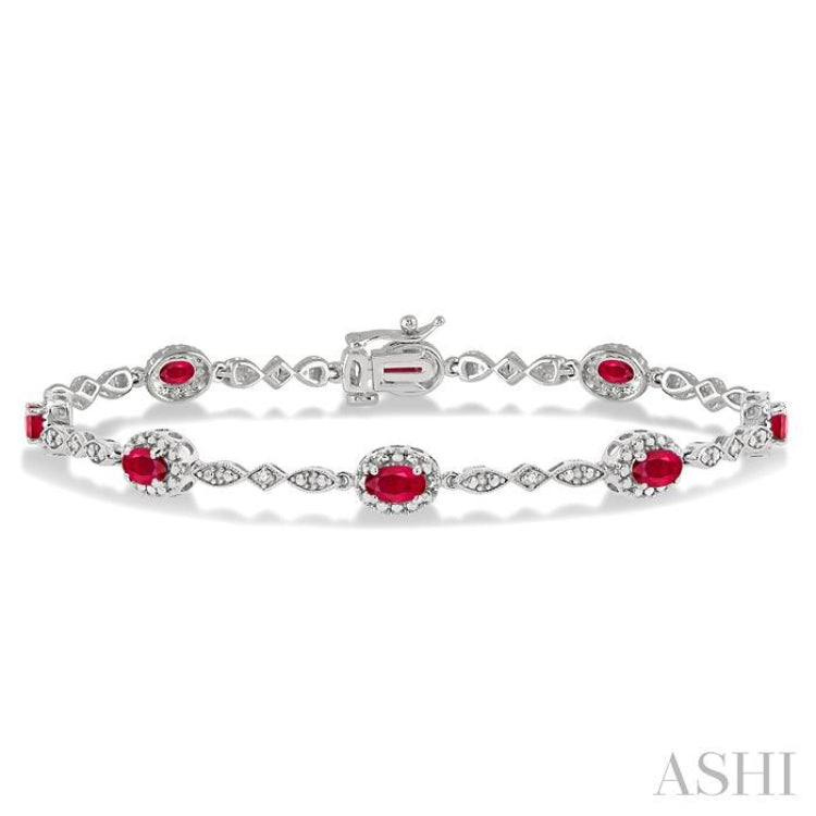 Oval Shape Gemstone & Diamond Bracelet