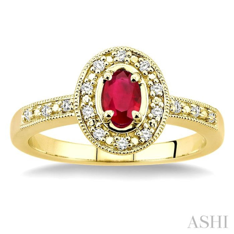 Oval Shape Gemstone & Diamond Ring