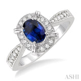 Oval Shape Gemstone & Diamond Ring