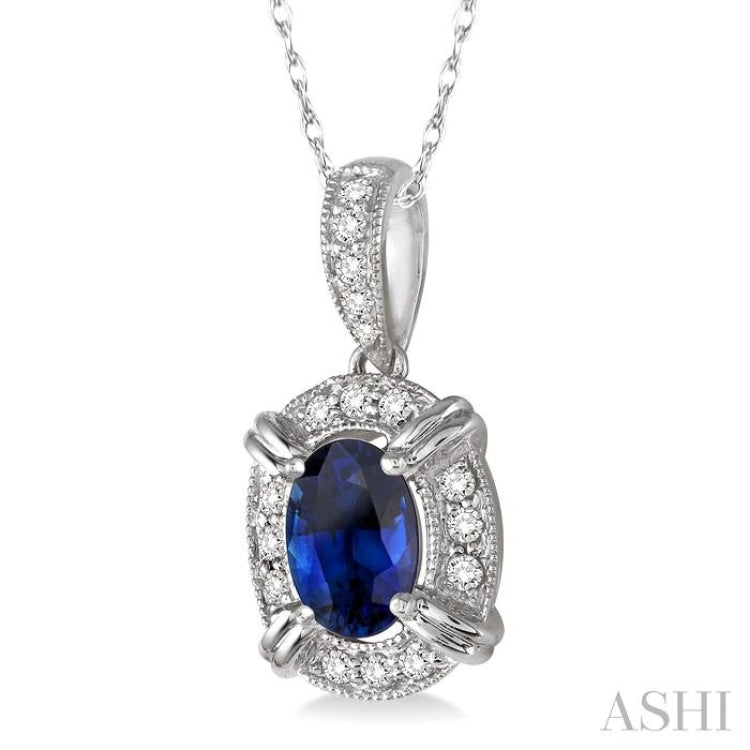 Oval Shape Gemstone & Diamond Pendant