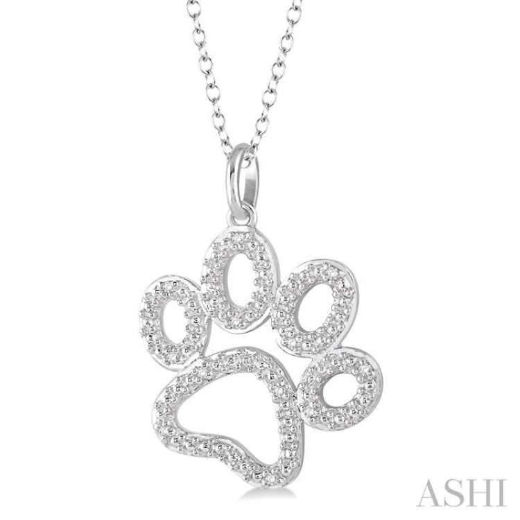 Silver Paw Shape Diamond Fashion Pendant