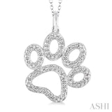 Silver Paw Shape Diamond Fashion Pendant