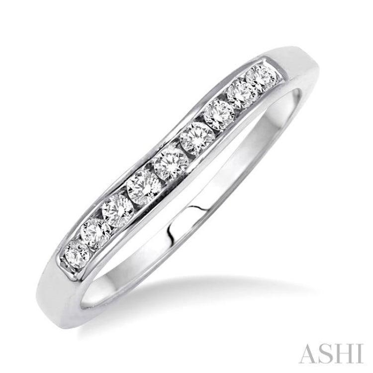 Channel Set Curved Diamond Wedding Band