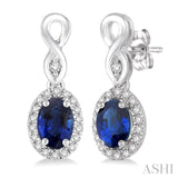 Oval Shape Gemstone & Diamond Earrings