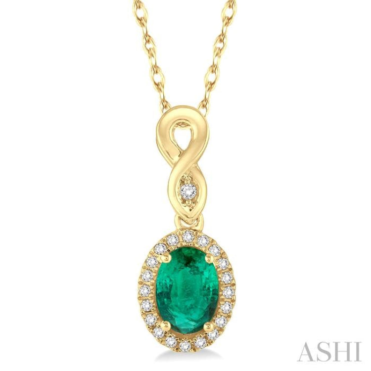 Oval Shape Gemstone & Diamond Pendant