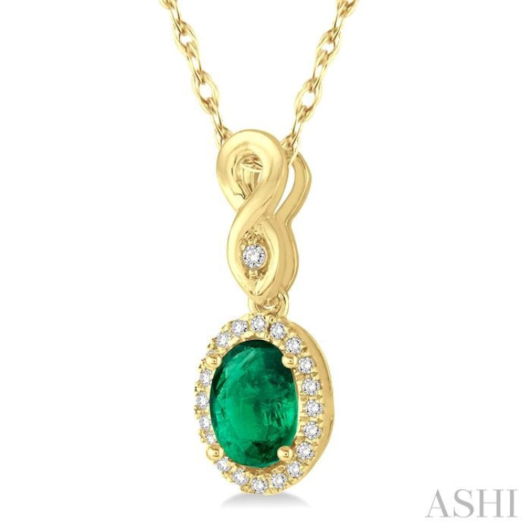 Oval Shape Gemstone & Diamond Pendant