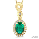 Oval Shape Gemstone & Diamond Pendant