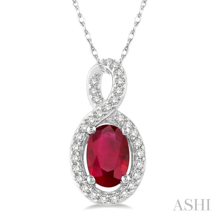 Oval Shape Gemstone & Diamond Pendant