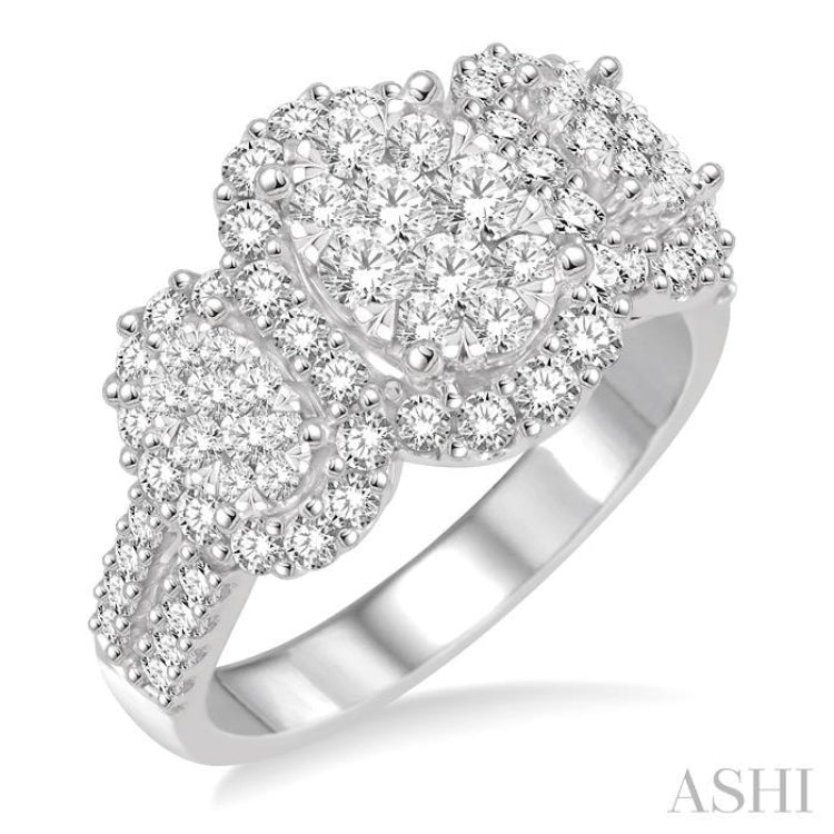 Oval Shape Past Present & Future Lovebright Diamond Engagement Ring