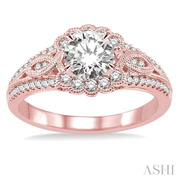 Flower Shape Semi-Mount Diamond Engagement Ring