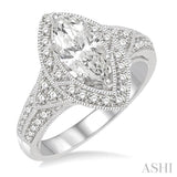 Marquise Shape Semi-Mount Diamond Engagement Ring