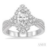 Marquise Shape Semi-Mount Diamond Engagement Ring