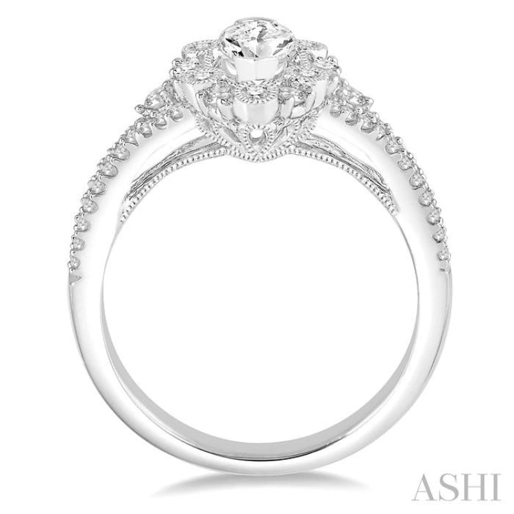 Marquise Shape Semi-Mount Diamond Engagement Ring