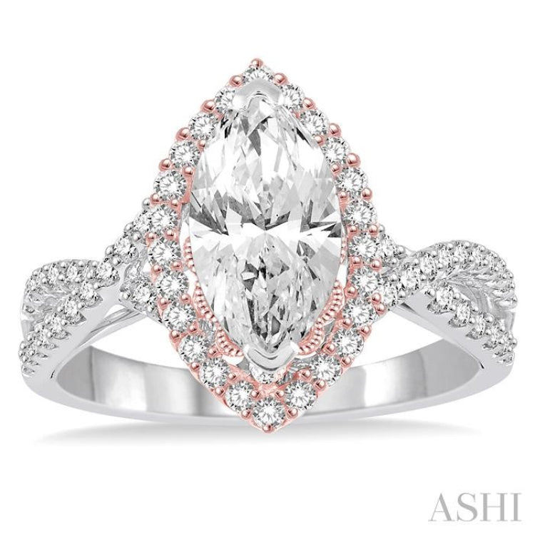 Marquise Shape Semi-Mount Diamond Engagement Ring