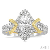 Marquise Shape Semi-Mount Diamond Engagement Ring