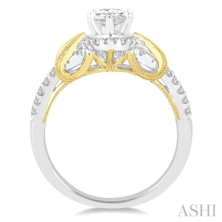 Marquise Shape Semi-Mount Diamond Engagement Ring