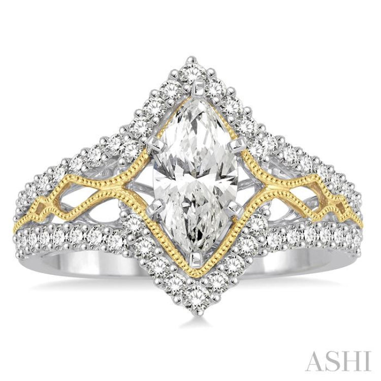 Marquise Shape Semi-Mount Diamond Engagement Ring