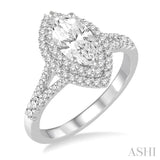 Marquise Shape Semi-Mount Diamond Engagement Ring