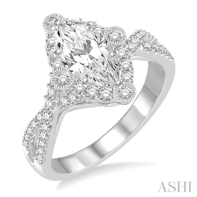 Marquise Shape Semi-Mount Diamond Engagement Ring