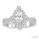 Marquise Shape Semi-Mount Diamond Engagement Ring