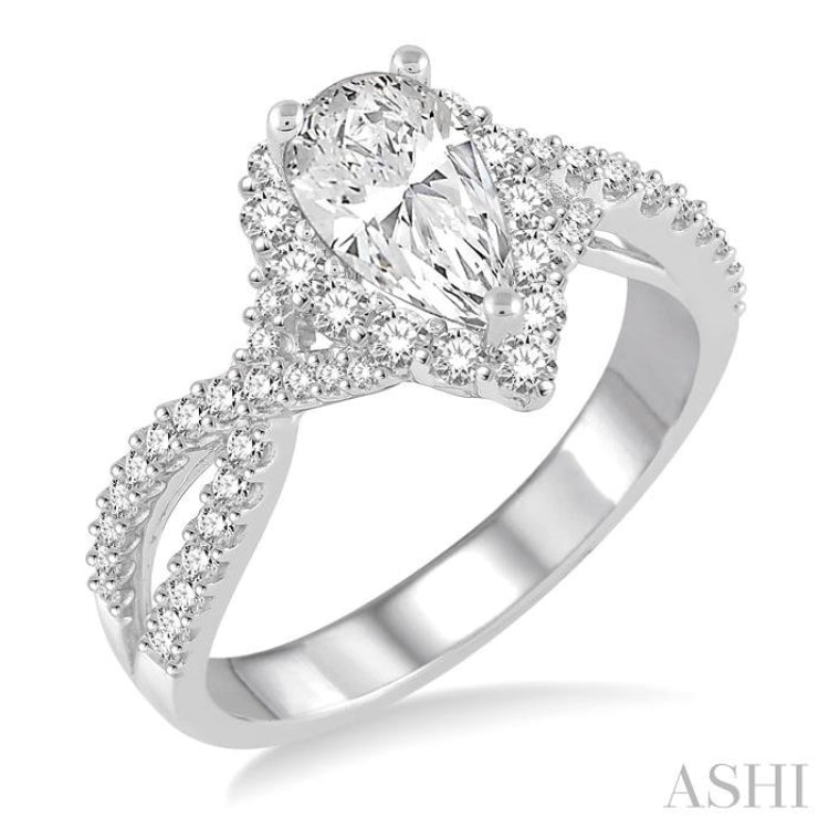 Pear Shape Semi-Mount Diamond Engagement Ring