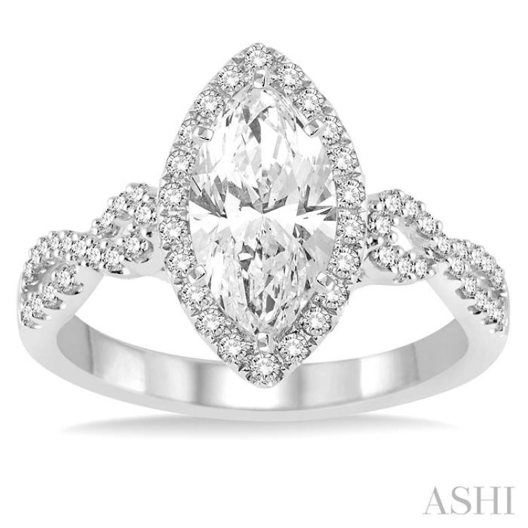 Marquise Shape Semi-Mount Diamond Engagement Ring